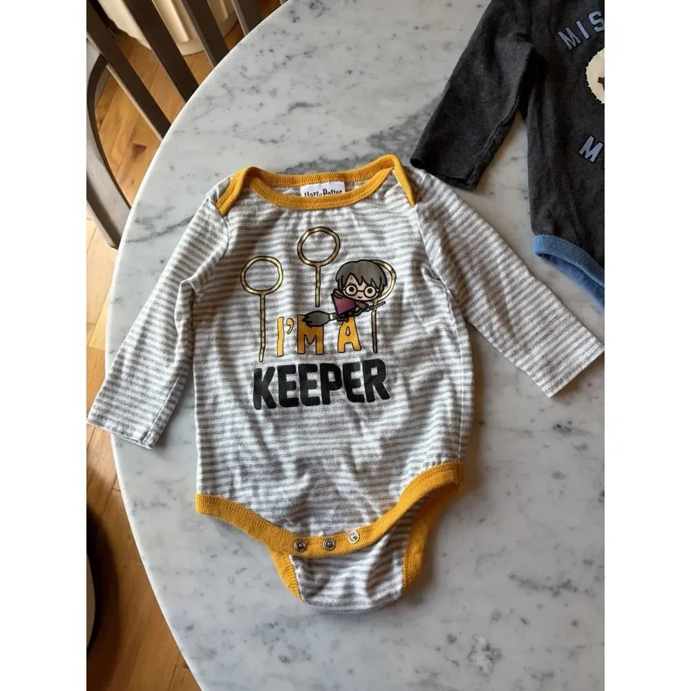 Harry Potter 2 Piece Long Sleeve Bodysuit Set 3-6 Months Snap 'Mischief Managed'